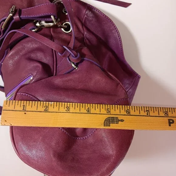 Soriel New York Leather Hobo Handbag, Raspberry color, Silver tone hardware - Picture 11 of 12